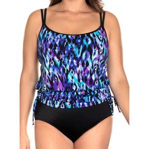 NWT Longitude Side Ruched Purple One Piece Swimsuit